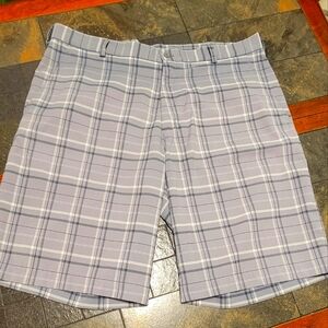 Nike Golf Men Shorts 36 Gray Performance Light Dri‎ Fit Chino Stretch Gray Plaid